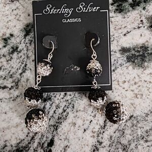 Black and Silver Dangle Earrings